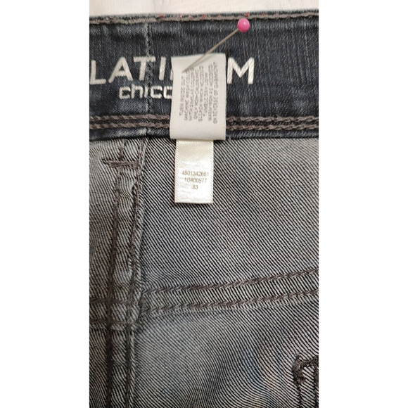 Chico's Women's Platinum Blue Jeans Size 2.5 US Large 14 Rhinestones Embroidery - Picture 11 of 12